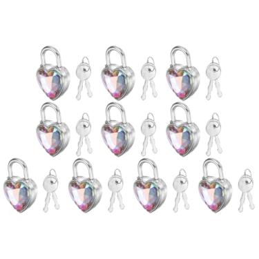 Imagem de PATIKIL 10 cadeados de diário, pequeno cadeado de metal em forma de coração, mini cadeados com chave com 2 chaves para diário, mala, caixa de joias, mochila, bagagem, multicolorido