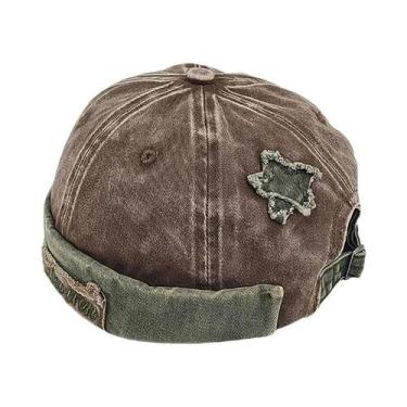 Imagem de Gorro Unissex Estilo Vintage Lavado Sem Aba Ajustável Com Estrela E De