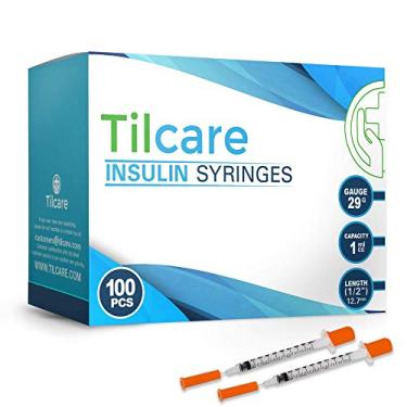 Imagem de Seringas de insulina Tilcare Ultra-Fine com agulha 29G 1 cc 1/2 polegada 12,7 mm Pacote com 100 – Seringas diabéticas sem látex – Seringa médica estéril para Diabetes Embaladas individualmente para sua segurança