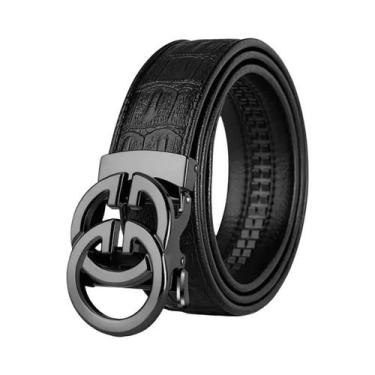 Imagem de Cinto De Couro PU Luxuoso Masculino Com Fivela Automática De Liga Metá