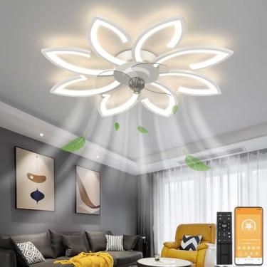 Imagem de LENIVER Ventilador de teto de 90 cm com controle remoto de luzes, ventilador de teto moderno de baixo perfil embutido com luzes, ventiladores de teto reguláveis 3 cores 6 velocidades para quarto, sala