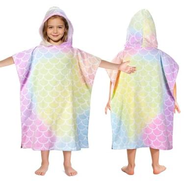 Imagem de Tirrinia Toalha de praia com capuz para crianças, toalha poncho super absorvente e aconchegante, toalha de natação usável para crianças, meninos, meninas, na praia, piscina, presentes de aniversário