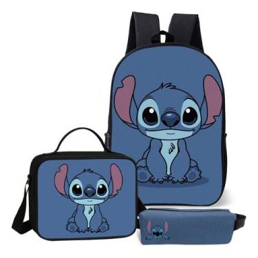 Imagem de Mochila Com Lancheira Termica e Estojo Simples Kit Escolar Infantil Es