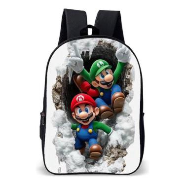 Imagem de Mochila Infantil Escolar Simples Tema Bros Jogo Game Mario Lançamento 