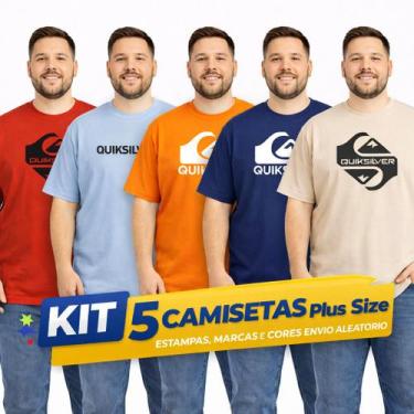 Imagem de Kit 3 Camiseta Plus Size Masculina Algodão Premium G1 G2 G3 G4 Confort