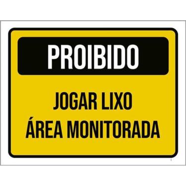Imagem de Kit 3 Placas Sinalização Proibido Jogar Lixo Área Monitorada