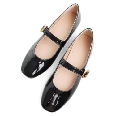 Imagem de TN TANGNEST Sapatilhas Mary Jane Femininas Fashion Biqueira Redonda Ballet Confortável Tira No Tornozelo Pretas 38(6)