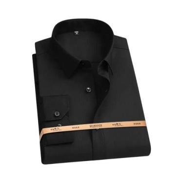 Imagem de Camisa Masculina De Manga Longa Em Fibra De Bambu Preta 5XL 6XL 7XL 8X