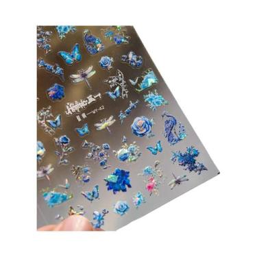 Imagem de Adesivos De Unhas Com Asas De Borboleta Pretas E Roxas, Decalques De M