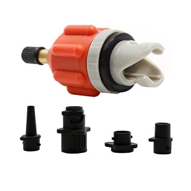 Imagem de Vkinman Kit adaptador de bomba de ar inflável SUP para barco bomba de ar kit adaptador de válvula de ar para placa de remo bocal de ar multifuncional adaptador de ar de cabeça de conversão com 4 bicos
