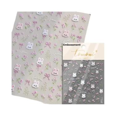 Imagem de Adesivos De Unha 5D Retrô Preto E Branco Com Laço De Renda E Urso Fofo