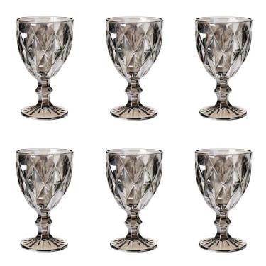 Imagem de Conjunto De Taças De Vidro Para água 6 Peças 325 Ml Diamonds Cinza Metalizado Lyor