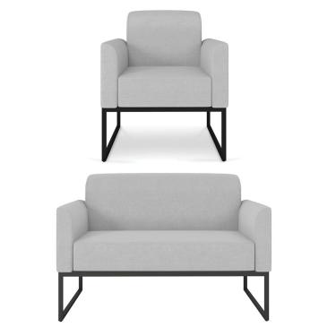 Imagem de Kit Namoradeira E Poltrona Marisa Linho D'rossi A05 Cinza