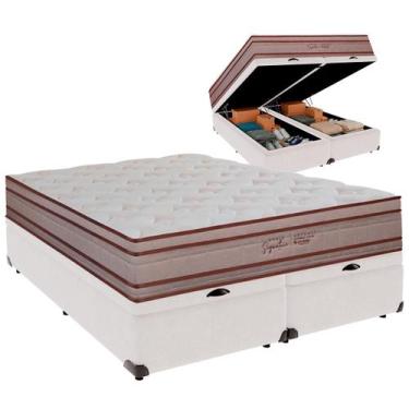 Imagem de Cama Baú King e Colchão Artemis Molas Ensacadas Colchobel Branco