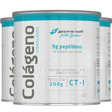 Imagem de 3x Colágeno Hidrolisado Peptídeos em Pó 200g sabor Natural-Unissex