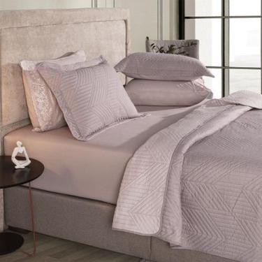 Imagem de Cobre Leito Colcha Lisa 3 Peças Dupla Face Porta Travesseiro Aba Ameri