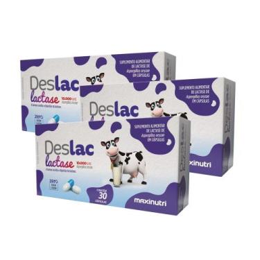 Imagem de Kit 3 Deslac Lactase 10.000 FCC 30 Cápsulas Maxinutri