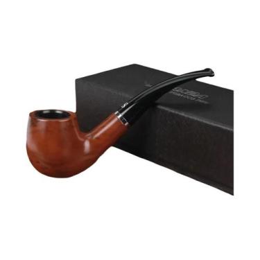 Imagem de Cachimbo De Tabaco Retrô Masculino De Resina E Ébano Com Filtro Curvo,