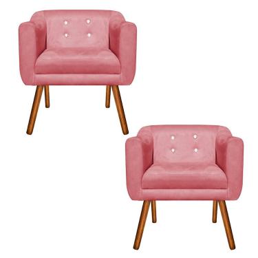 Imagem de Kit 02 Poltronas Julia Suede Rose