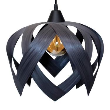 Imagem de Luminaria Pendente Madeira Sala Mesa Bancada Lúpulo M Preto