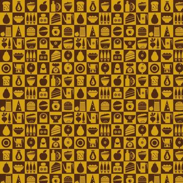 Imagem de Papel De Parede Quadrados Com Comida E Utensílios De Cozinha