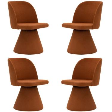 Imagem de Kit 04 Cadeiras De Jantar Giratória Liz Linho Terracota - Nexta Casa