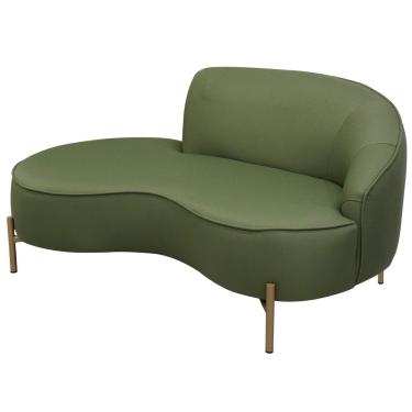 Imagem de Sofá Curvo 2 Lugares 150cm Braço Esq. Thommy Pés Ouro Linho Verde Claro - Nexta Casa