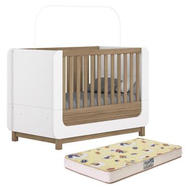 Imagem de Berço Americano Mini Cama Aconchego MDF com Colchão Espuma Branco-jequitibá