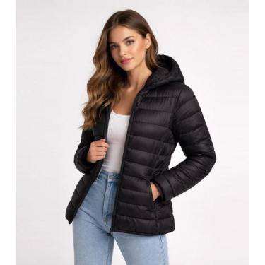 Imagem de Jaqueta Puffer Feminina Com Capuz Sea Surf Preto, P, Preto