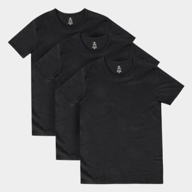 Imagem de Kit Camisetas Hering Básicas Com 3 Peças Masculinas, Preto, M