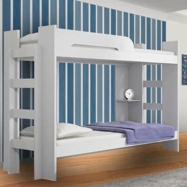 Imagem de Beliche Solteiro 125 com Escada Inclusa Estrutura MDF Prateleira Porta Objetos Valverde Moveis