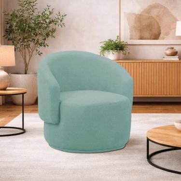 Imagem de Poltrona Decorativa Sala de Estar Recepção Jasmine Suede Azul Ciano