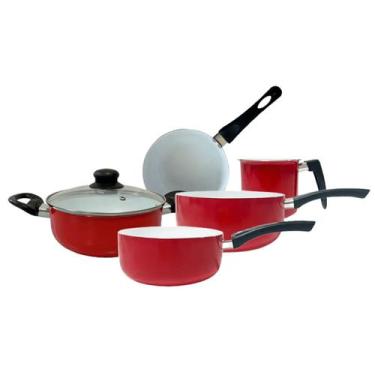 Imagem de Jogo de Panela Santiago Vermelhas 6 peças Revestido Cerâmica - LEHAVÍ,