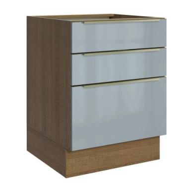 Imagem de Balcão De Cozinha 60 Cm 3 Gavetas (sem Tampo) Rustic/cinza Lux Madesa 