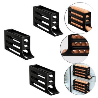 Imagem de Kit 3 Porta Ovos Organizador De Geladeira 4 Andares Preto - arqplast