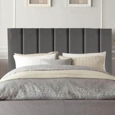 Imagem de Cabeceira Cama Casal Queen Size 160 Cm Esther Suede E Frame Cor:cinza 