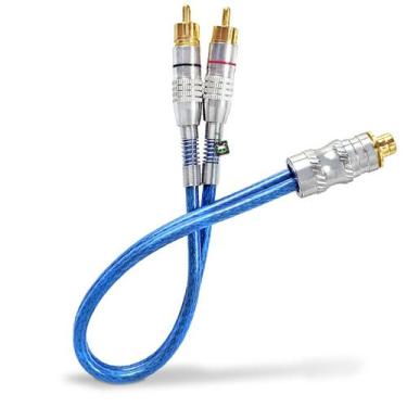 Imagem de Cabo Y Rca Blindado Plug Metal 2 Machos 1 Fêmea 5mm 30cm - Tech One