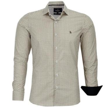 Imagem de Camisa Social Masculina Amil Manga Longa Estampada Slim Sem Bolso 100%