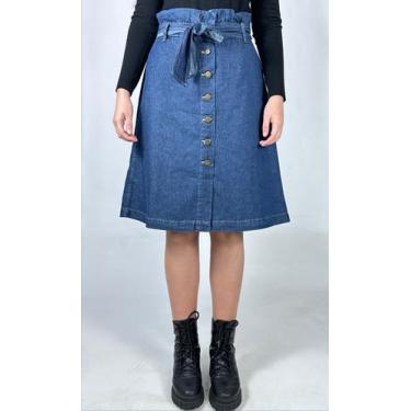Imagem de Saia midi evase clochard jeans 100% algodão 1919 - BLUFERA JEANS , 44