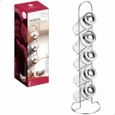 Imagem de Porta temperos c/ 5 peças de vidro e suporte 90ml - art house - ART HO