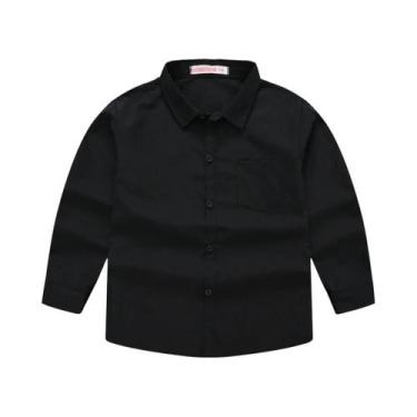 Imagem de Camisa De Manga Longa Em Cor Sólida Para Meninos E Meninas, Blusa Com 