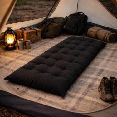 Imagem de Colchonete Futon 1,70x60 Espreguiçadeira Almofada Multiuso Preto para 