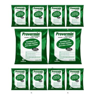 Imagem de Kit 10x Provermin 20 gr Indubras - Vermífugo para Suínos e Aves