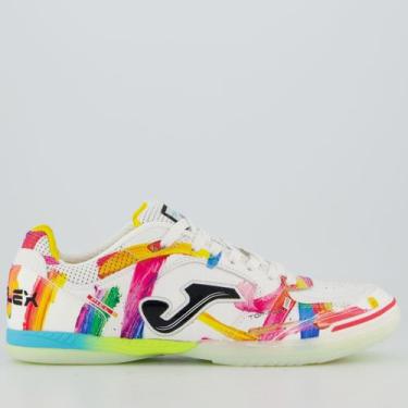 Imagem de Chuteira Joma Top Flex Futsal Branca e Rosa, 38