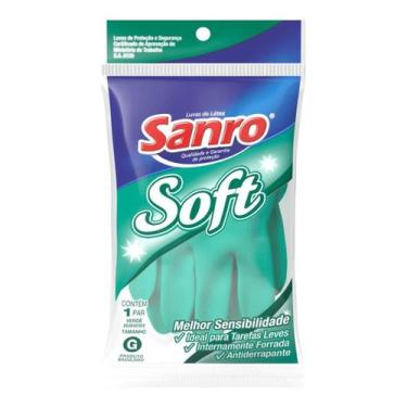 Imagem de Luvas de Látex Soft Sanro Verde Tamanho G