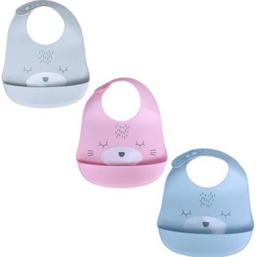 Imagem de Babador De Silicone Para Bebês Ursinho Lavável Impermeável C/ Bolso Pe