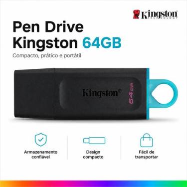 Imagem de Pen Drive Kingston 64GB Datatraveler Exodia USB 3.2 Preto
