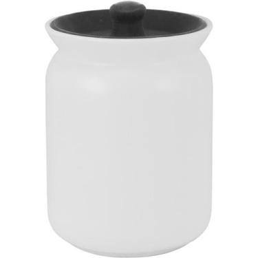 Imagem de Pote Glow Home&Co 14x10x10cm Cerâmica Branco 850ml para Cozinha Armaze