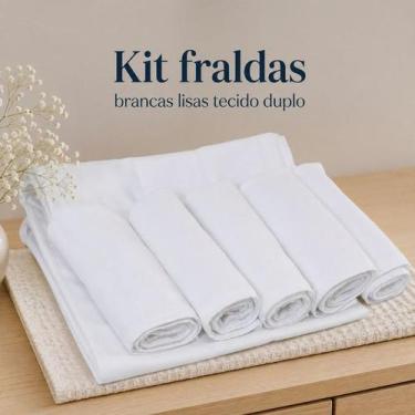 Imagem de Fralda de Pano Lisa - PINTE e BORDE - Pacote com 10 Paninhos Branco - 