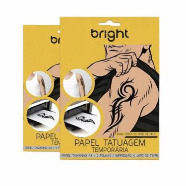Imagem de Kit 2 Papel Tatuagem Temporária A4 Jato De Tinta Bright